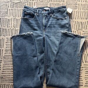 Good American Blue Frayed Hem Jeans